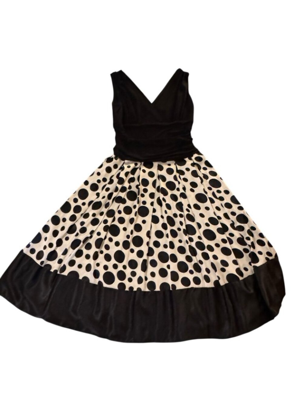 Polka Dot Dress Women's 12 Black & White Sleeveless Jessica Howard Evenings - Picture 2 of 16